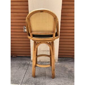 1970s Palm Beach Swivel Barstools in Coastal Natural Bamboo