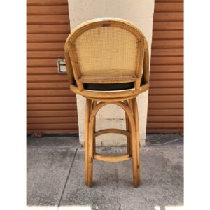 1970s Palm Beach Swivel Barstools in Coastal Natural Bamboo