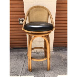 1970s Palm Beach Swivel Barstools in Coastal Natural Bamboo