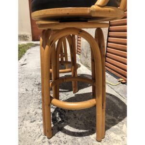 1970s Palm Beach Swivel Barstools in Coastal Natural Bamboo - Image 3