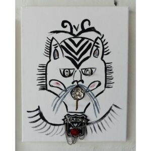 Christi Tasker Miami Eye of the Tiger Original Painting by Miami Artist Christi Tasker c5d199a4-64a8-5bfc-a496-60cea16342d6.jpg The "Eye of the Tiger" is a mixed medium painting with acrylic paints combined with pearls, patches, chains, and buttons. The original piece of artwork by is by Miami American artist Christi Tasker. Eye of the Tiger Original Painting