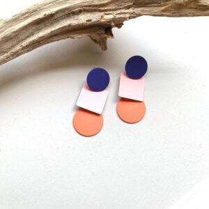 Candy Box Contrast Geometric Round Square Pink Drop Earrings for Women - Image 4