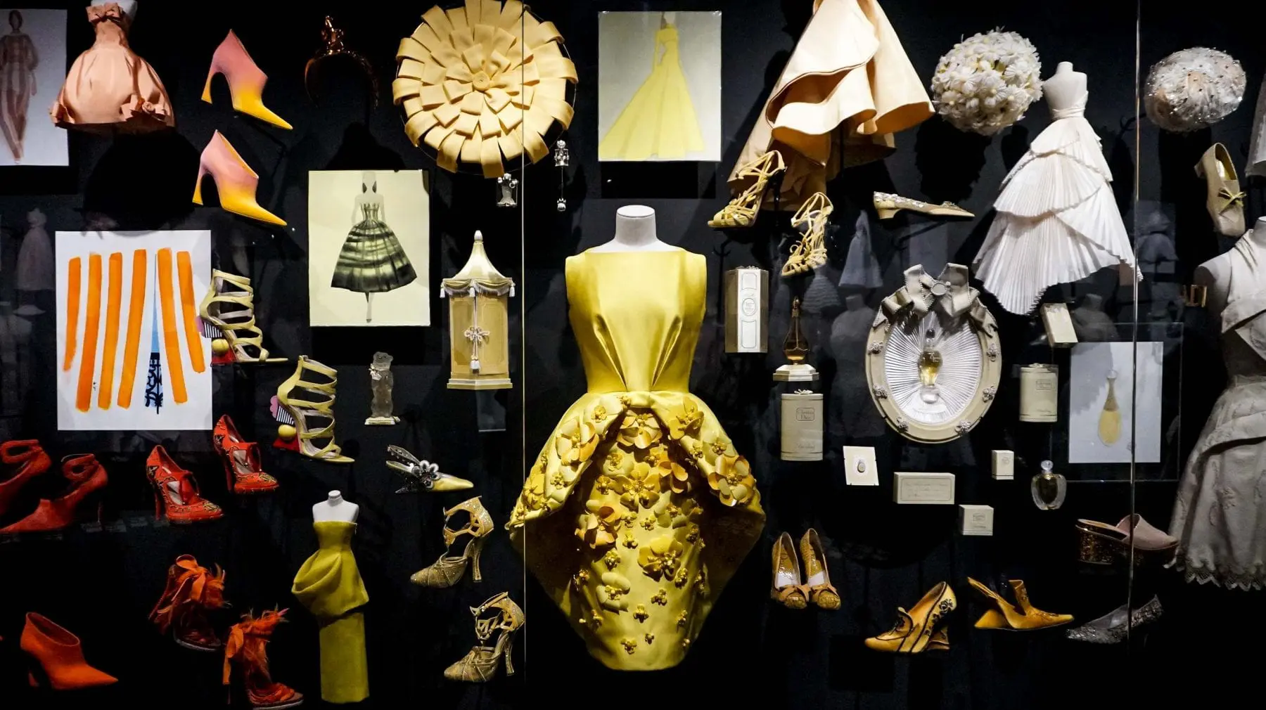 300 Awesome Couture Dresses by Christian Dior From The 70th Anniversary Exhibition in Museum in Paris, France