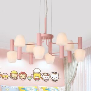8 Bulbs Lounge Ceiling Chandelier Macaron Pink/Yellow/Blue Hanging Lamp with Up Down Bottle Milk Glass Shade 007fa635-c292-53cb-bfb7-3550b5f844d8.jpg Chandelier,Ceiling
