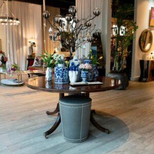 Bernhardt Bernhardt Upholstered Stool With Nailheads Commercial Grade Fabric Collection 4141a664-b260-5c16-9be3-d5a6ccc6e5c3.jpg These beautiful Bernhardt stools are super durable and easy to clean. They are upholstered in a commercial gray moire fabric and finished with chrome nailheads. These stools were used at an entry table at Casa Wynwood in Miami. The stools are the perfect height for sitting at a dining table. Stool,Fabric