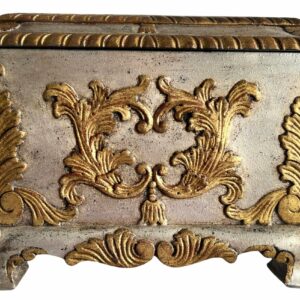 Baroque Maitland Smith Aged Silver and Gold Wood Accessories Box 4b8a3fcf-0855-5b33-b0cf-c100263f37ae-1.jpg This is a beautiful Baroque Maitland Smith Aged Silver and Gold Carved Wood Accessories Box that is the perfect example of form meeting function. Use as storage for remote controls, phone chargers, or other tech wires. Box,Accessories