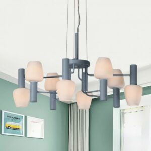 8 Bulbs Lounge Ceiling Chandelier Macaron Pink/Yellow/Blue Hanging Lamp with Up Down Bottle Milk Glass Shade 86e3bc9d-3663-5b5f-b96d-43efa9570eb8.jpg Chandelier,Ceiling