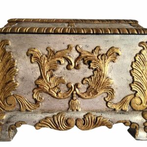 Baroque Maitland Smith Aged Silver and Gold Wood Accessories Box f4ca75c4-1b8c-5043-9d1c-13434a9415c1-1.jpg This is a beautiful Baroque Maitland Smith Aged Silver and Gold Carved Wood Accessories Box that is the perfect example of form meeting function. Use as storage for remote controls, phone chargers, or other tech wires. Box,Accessories