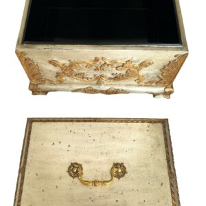 Baroque Maitland Smith Aged Silver and Gold Wood Accessories Box fbd237e8-b68f-521f-92fb-7ae90c3ea73a-1.jpg This is a beautiful Baroque Maitland Smith Aged Silver and Gold Carved Wood Accessories Box that is the perfect example of form meeting function. Use as storage for remote controls, phone chargers, or other tech wires. Box,Accessories