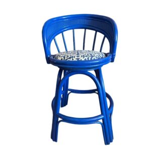 Mid-Century Modern Bent Bamboo Swivel Counter Stools - Set of 3 fcde47e3-42de-5abf-86cb-a68b374e3302.jpg This is a striking set of three Mid-Century modern bent bamboo bar stools from a Miami Estate. They have swivel seat counter height bar stools, circa the 1980s. Stools