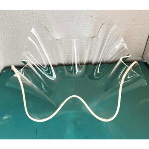Vintage Mid-Century Modern Acrylic Lucite Bowl 225200fe-33b7-5575-8c84-3c29db0a32b5.jpg This beautiful lucite bowl is made of hand-formed clear acrylic that is 1/8" thick. It is made in what is known as a handkerchief design. Bowl