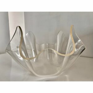 Mid-Century Modern Vintage Lucite Acrylic Small Bowl e6b87511-8a04-5db4-8e6e-b156ccc8b6d5.jpg This beautiful lucite bowl is made of hand-formed clear acrylic that is 1/8" thick. It is made in what is known as a handkerchief design. It is the perfect piece to display small fruit bowl centrepiece or use for serving or for decoration. Bowl,Acrylic