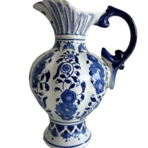 English Chinoiserie Floral Blue & White Ceramic Porcelain Pitcher f51502a0-f3cf-59f6-bb52-3145716ba8f2-1.jpg Pitcher