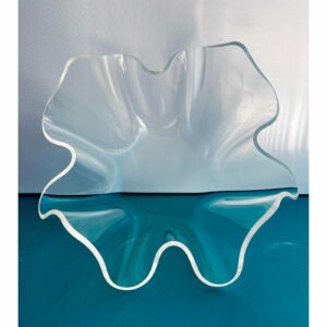 Mid-Century Modern Vintage Lucite Acrylic Small Bowl fd6f20da-4dc3-54b4-8cb1-538186894855.jpg This beautiful lucite bowl is made of hand-formed clear acrylic that is 1/8" thick. It is made in what is known as a handkerchief design. It is the perfect piece to display small fruit bowl centrepiece or use for serving or for decoration. Bowl,Acrylic