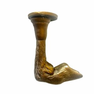 1960s Mid-Century Wrought Iron Hoof Hook 1960s-mid-century-wrought-iron-hoof-hook-1428 This unusual and rare Mid-Century Hoof Wrought Iron will add interest and function to your space where form and function are highlighted. Painted in vintage gold, some of the original silver-pewter colors show through. Iron