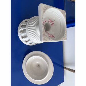 Italian Ardalt Impero Bianco Art Pottery Pedestal Bowl with Roman Columns, Italy 0b5f44e5-9674-5385-8ec7-8f25ad98ae3e.jpg Bowl,Pottery