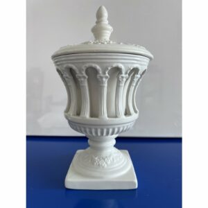 Italian Ardalt Impero Bianco Art Pottery Pedestal Bowl with Roman Columns, Italy 1317f178-09b8-5214-9461-954af8021aa3.jpg Bowl,Pottery