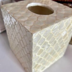 Mother of Pearl Boutique Tissue Box Cover in Quatrefoil Pattern 482853e5-83b9-5ec7-9fe5-bba482dd83e9.jpg Boutique