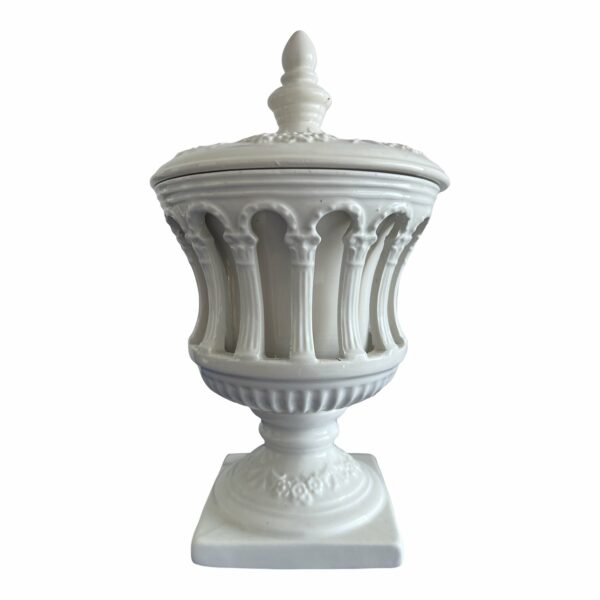 Italian Ardalt Impero Bianco Art Pottery Pedestal Bowl with Roman Columns, Italy 68f09731-76e8-5a0a-b935-fcc4168a1ace.jpg Bowl,Pottery