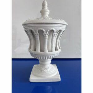 Italian Ardalt Impero Bianco Art Pottery Pedestal Bowl with Roman Columns, Italy 7f6cb0dd-d422-5112-8e46-a5511f8a3741.jpg Bowl,Pottery