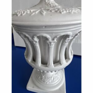 Italian Ardalt Impero Bianco Art Pottery Pedestal Bowl with Roman Columns, Italy fb5657f9-b2e4-5ef1-8d18-587887acc783.jpg Bowl,Pottery