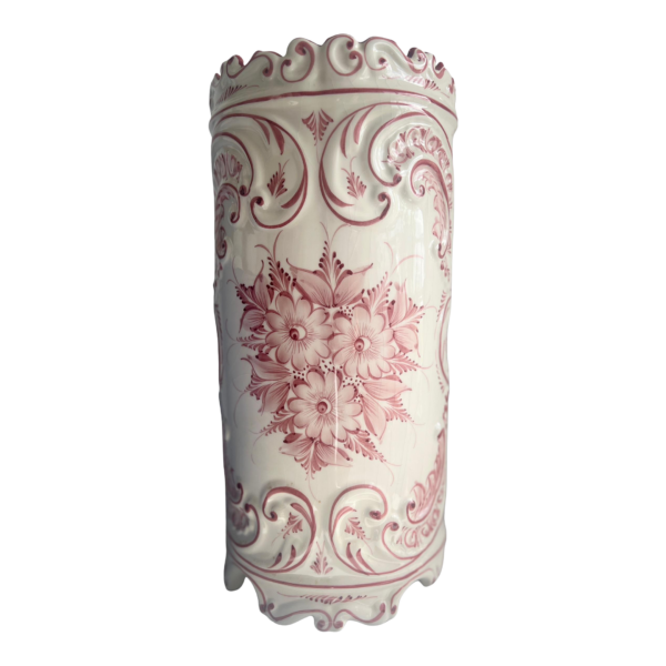 1990s Hand Painted Porcelain Ceramic Umbrella Holder, Made in Portugal