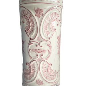 1990s Hand Painted Porcelain Ceramic Umbrella Holder, Made in Portugal 1990s-hand-painted-porcelain-ceramic-umbrella-holder-made-in-portugal-9917 This Beautiful Porcelain Ceramic Umbrella Holder/Plant Stand is Hand Painted in Raspberry and Dusty Pink on White.